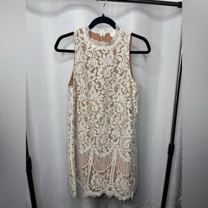 NWOT - Elegant Lace Sleeveless Dress - Cream